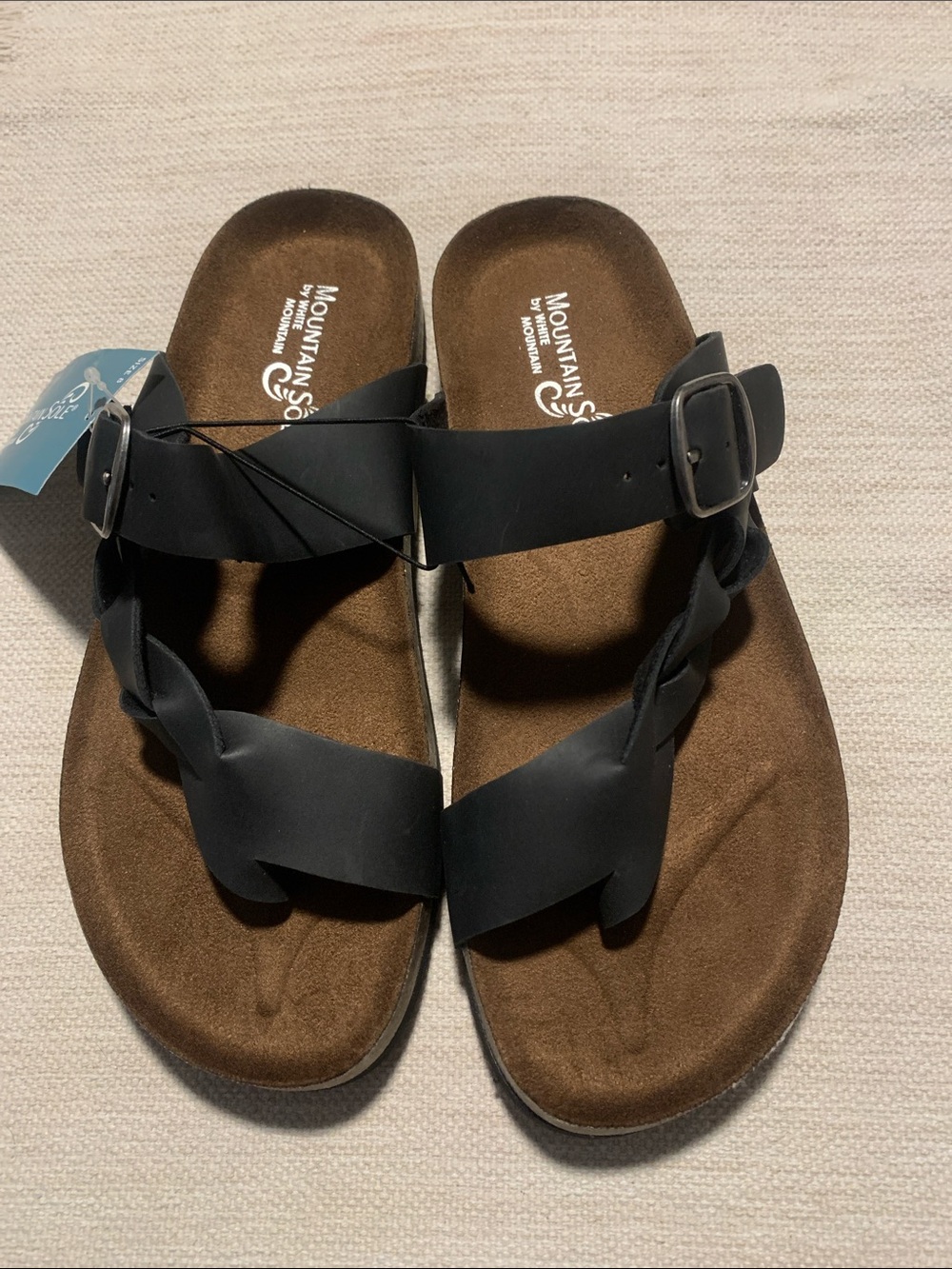 Mountain Sole Black Braided Strap Footbed Sandals for Women